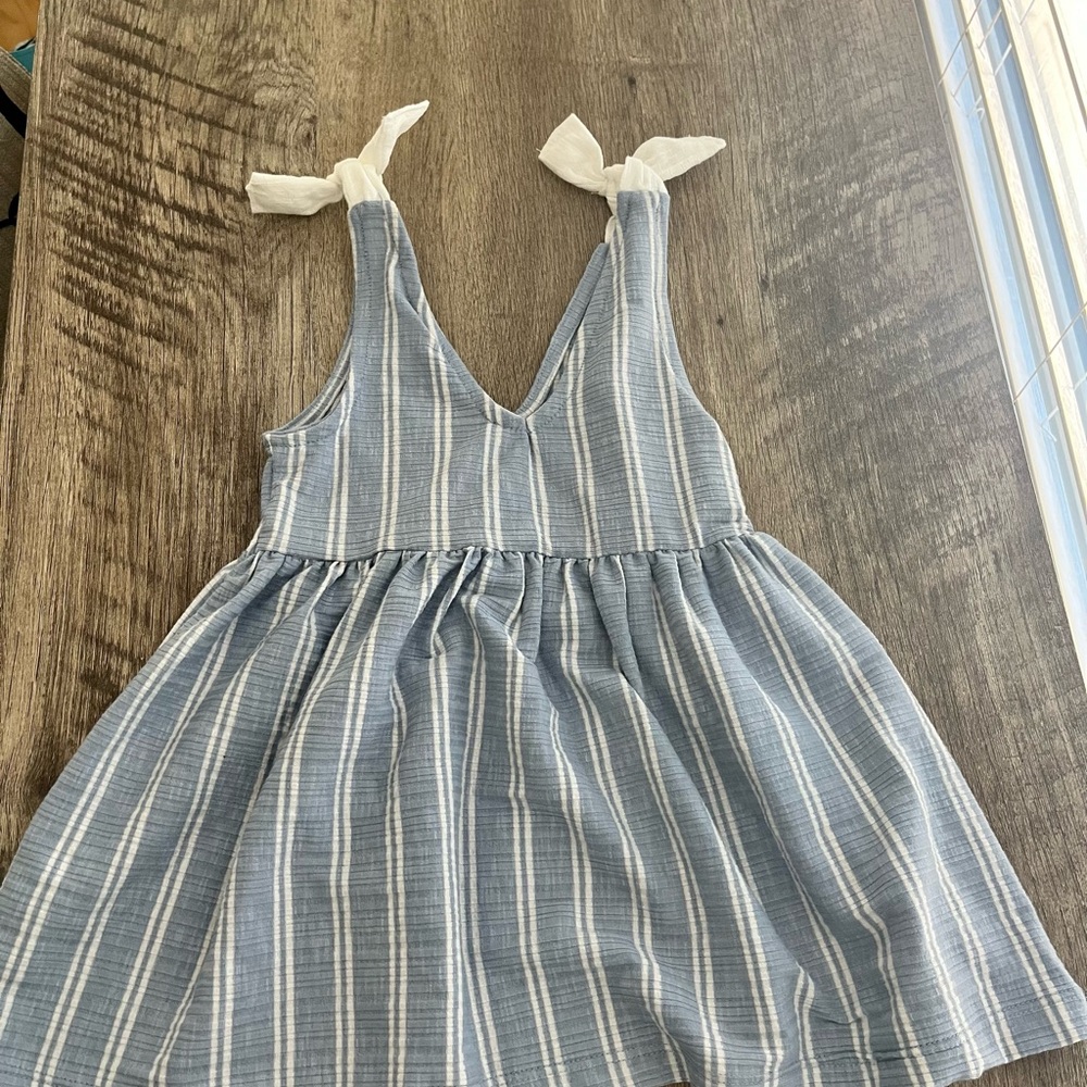 Zara Chic Blue and White Striped Kids Dress